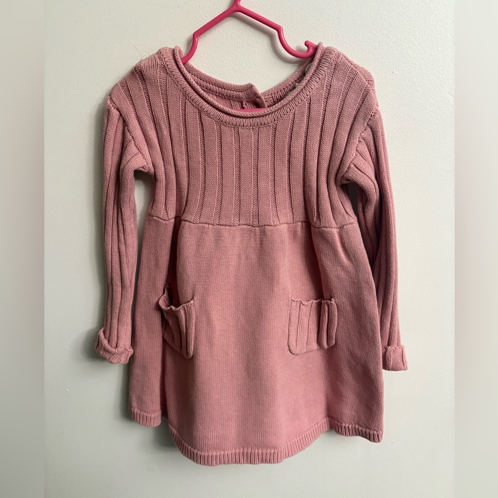 Deux par deux Pink Knit Longsleeve Dress 24 months